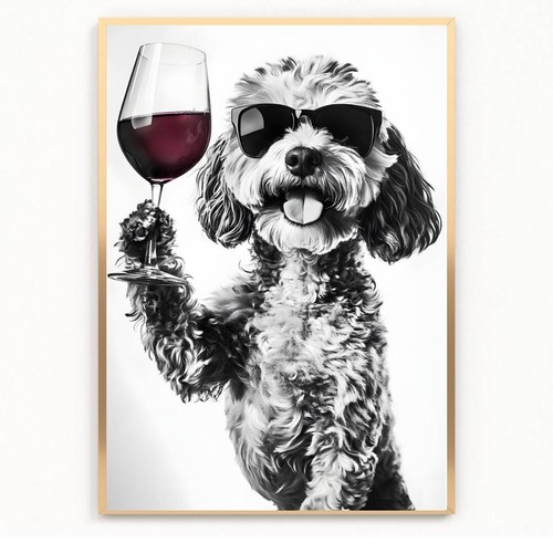 Funny cockapoo dog drinking - cockapoo,